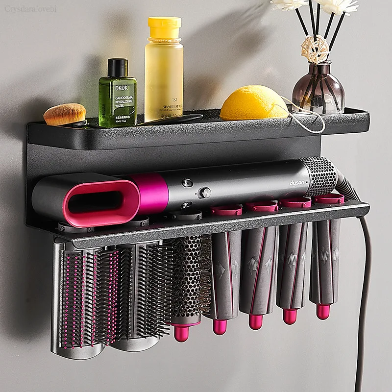 

Hairdryer Holder Wall Mount Suitable For Dyson Airwrap Shelf Dryer And Hair Curler Holder Storage Rack Bathroom Organizer