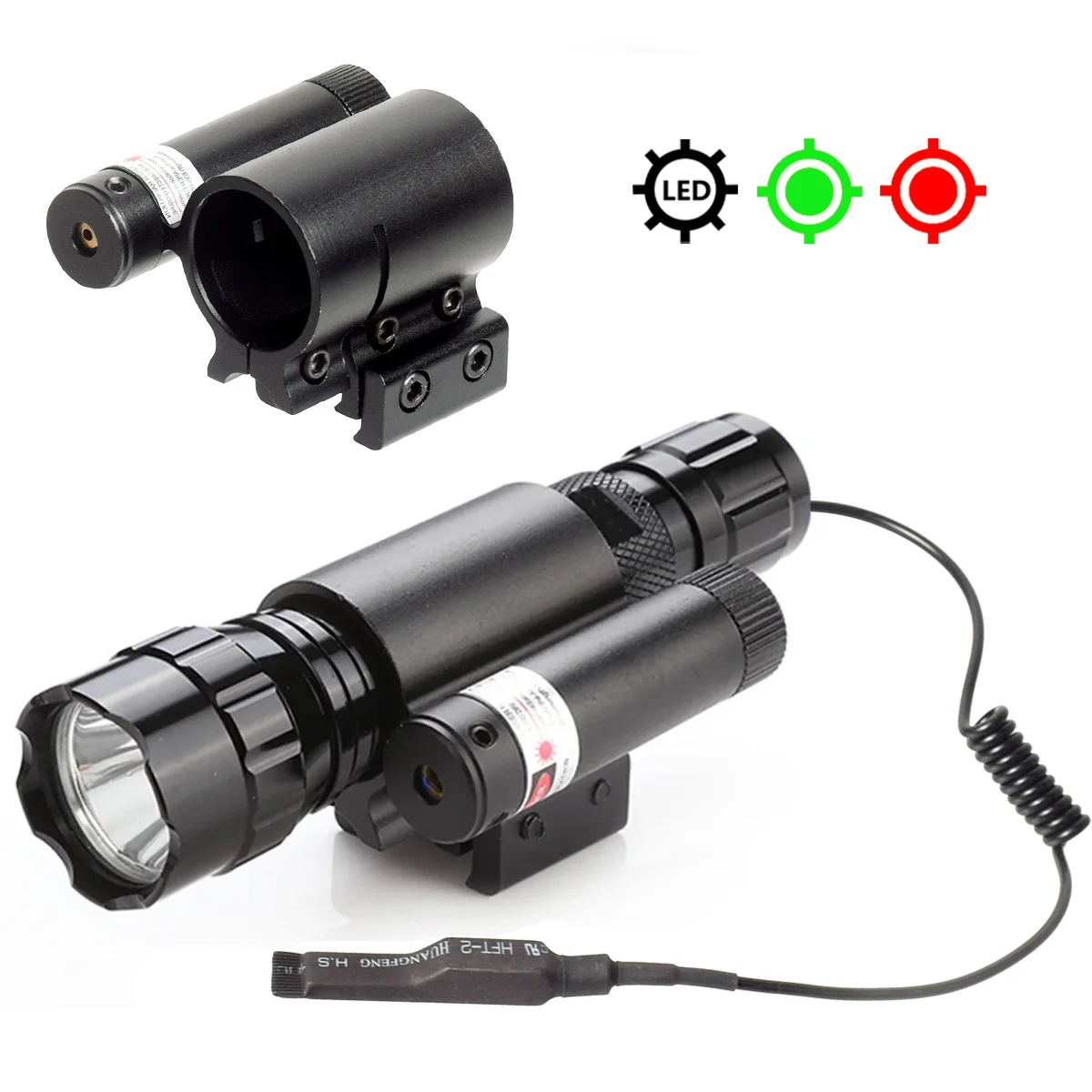 

Tactical Red Green Laser Dot Sight Adjustable Weapon Light Combo Rifle Scope Airsoft Armas Torch Mounted on 20mm Picatinny Rail