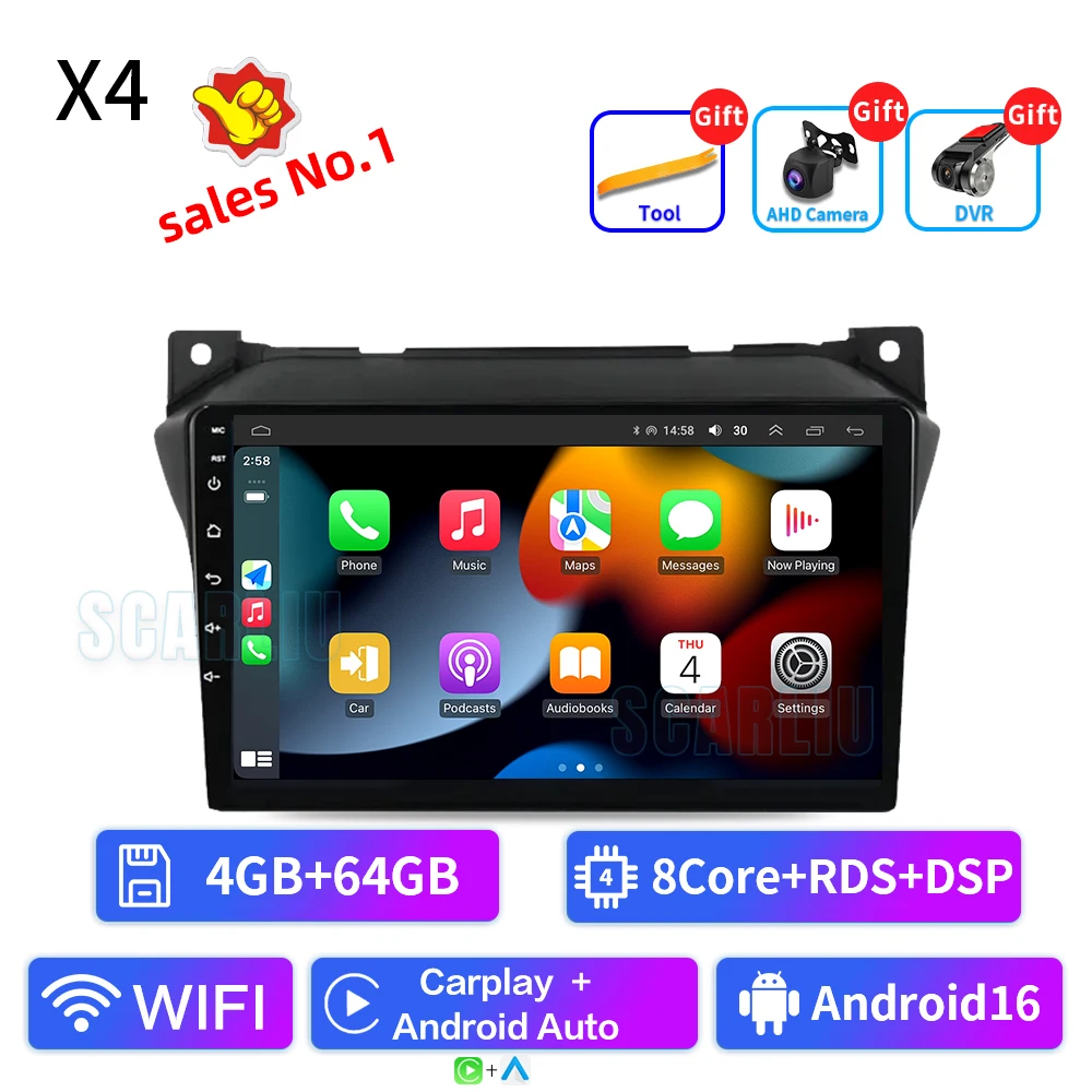 Android 16 4G + 32G Voor Suzuki Alto 2009 2010 2011 2012 2013 2014 2015 2016 Multimedia Stereo auto Dvd-speler Navigatie GPS Radio