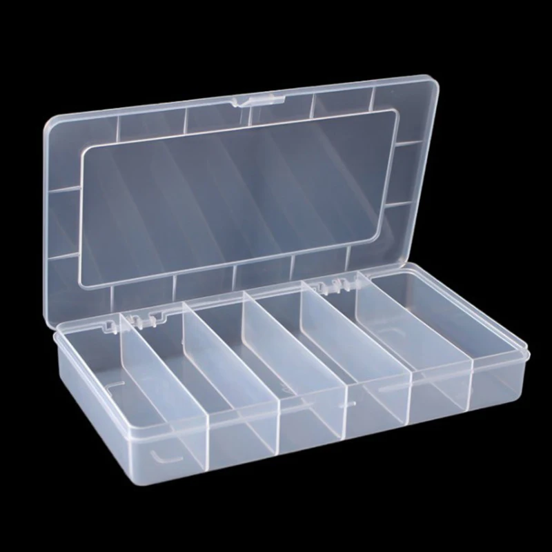 6 Grid Rectangular Storage Box PP Plastic Transparent Box Lure Fishing Gear Classification Small Hardware Tools Arrangement