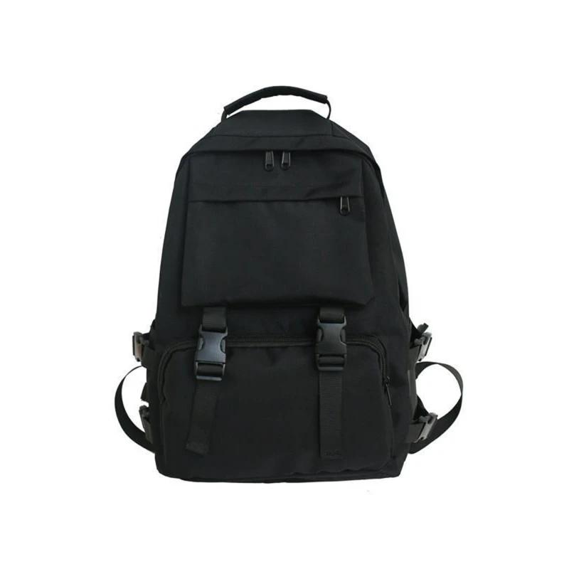 Mochila escolar de grande capacidade para universitários, mochila casual simples, roupa de trabalho monocromática, versão coreana, moda masculina e feminina