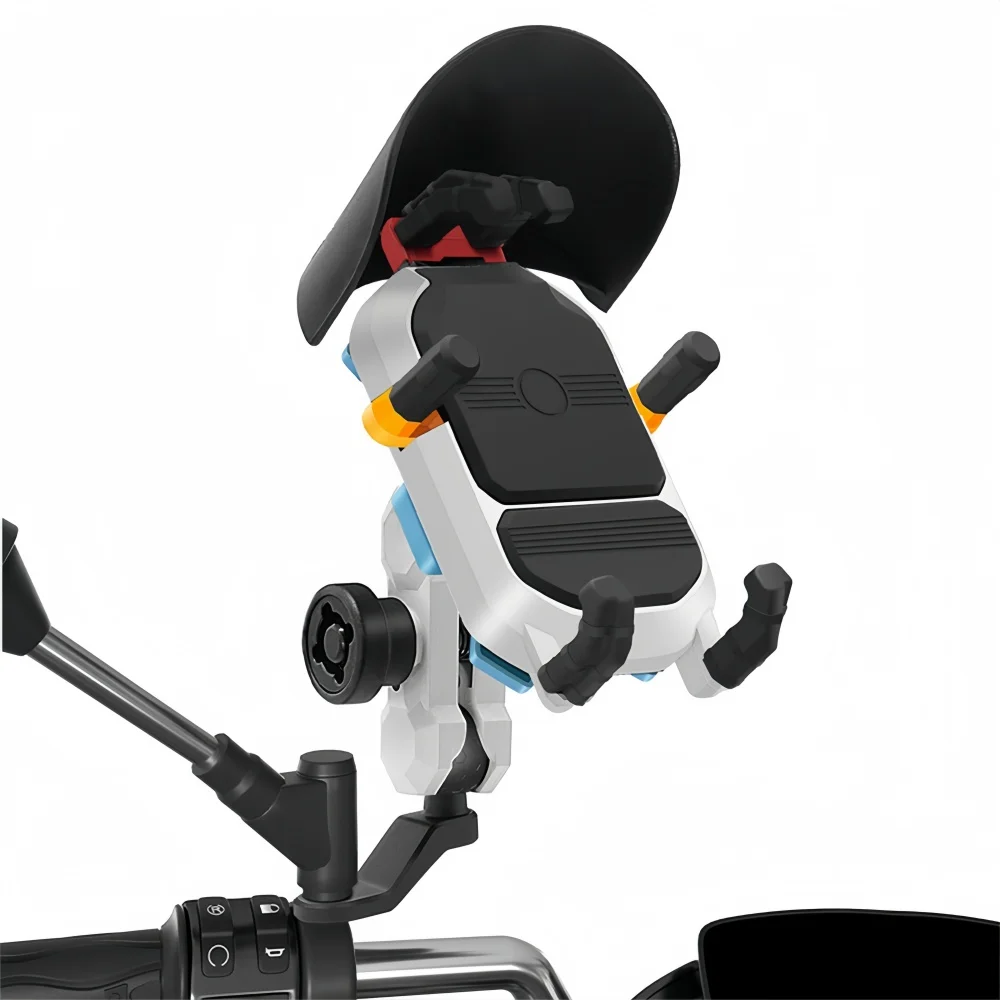 

Shock Absorbing Rearview Mirror Mount - 360° Rotation Phone Holder for 4.7-7.2" Phones (E-Bike Navigation Compatible)