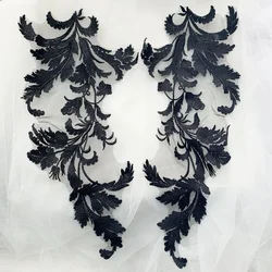 Embroidered Lace Applique Sewing Flower Fabric Collar Patch, Wedding Party Gown, Bridal Dress Clothes, DIY Crafts