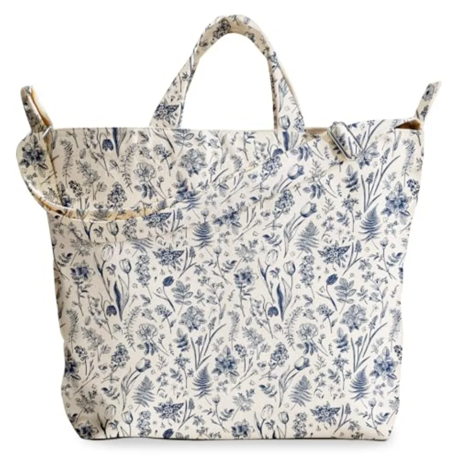 

Canvas Crossbody Tote Bag for Women Cute Large Shoulder Bags Handbags with Zipper Buckle Interior Pocket for Work