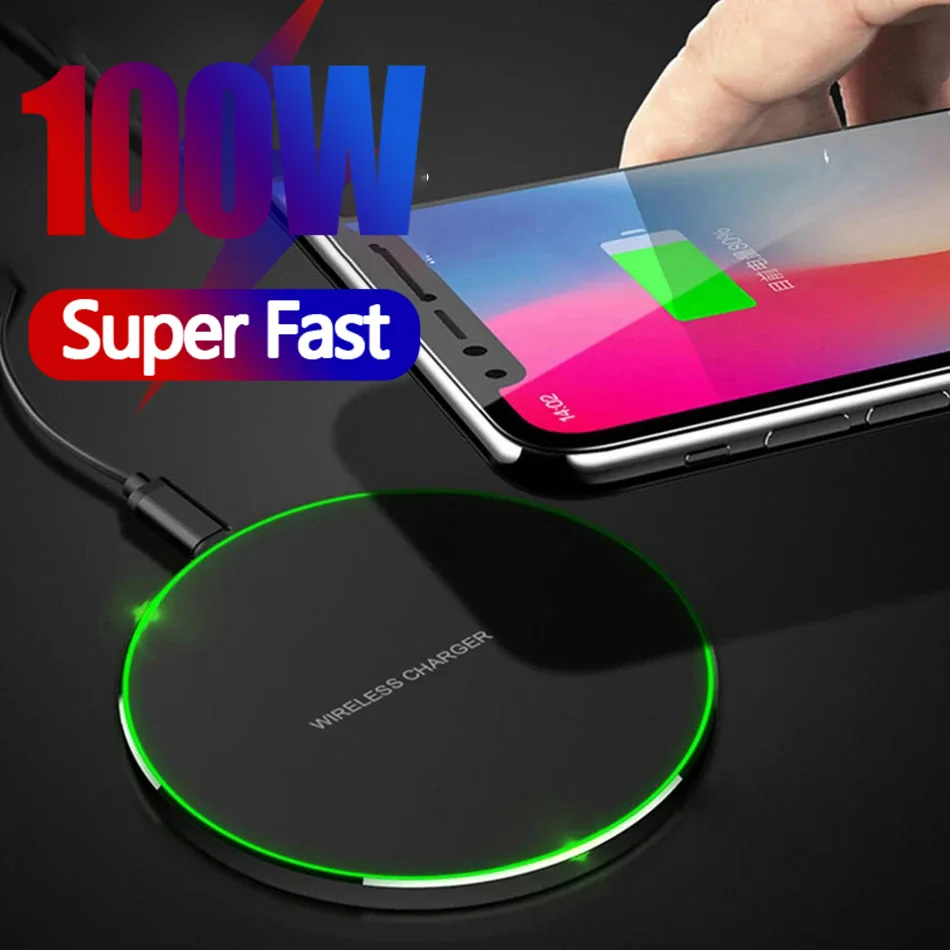 2024 New 100W Qi Wireless Charger for iPhone 15 14 13 X XR XS Max 8 for Samsung S24 S23 S10 S20 Note10 20 Xiaomi Huawei Phone