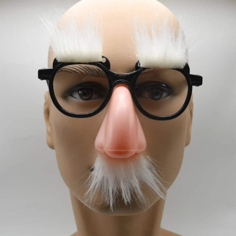 Adults Kids Party Prank Props Eyeglasses Stage Show Cosplay Costumes Accessories Big Nose White Eyebrow Mustache Novelty Toys