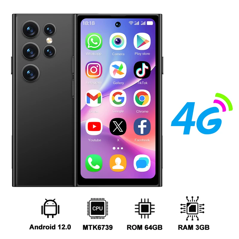 SERVO S27 Mini 4G LTE Mini Smartphone 4.0 "Scherm Android 3G RAM 64G ROM Dual SIM Standby Pocket Slimme mobiele telefoon Play Store Apps