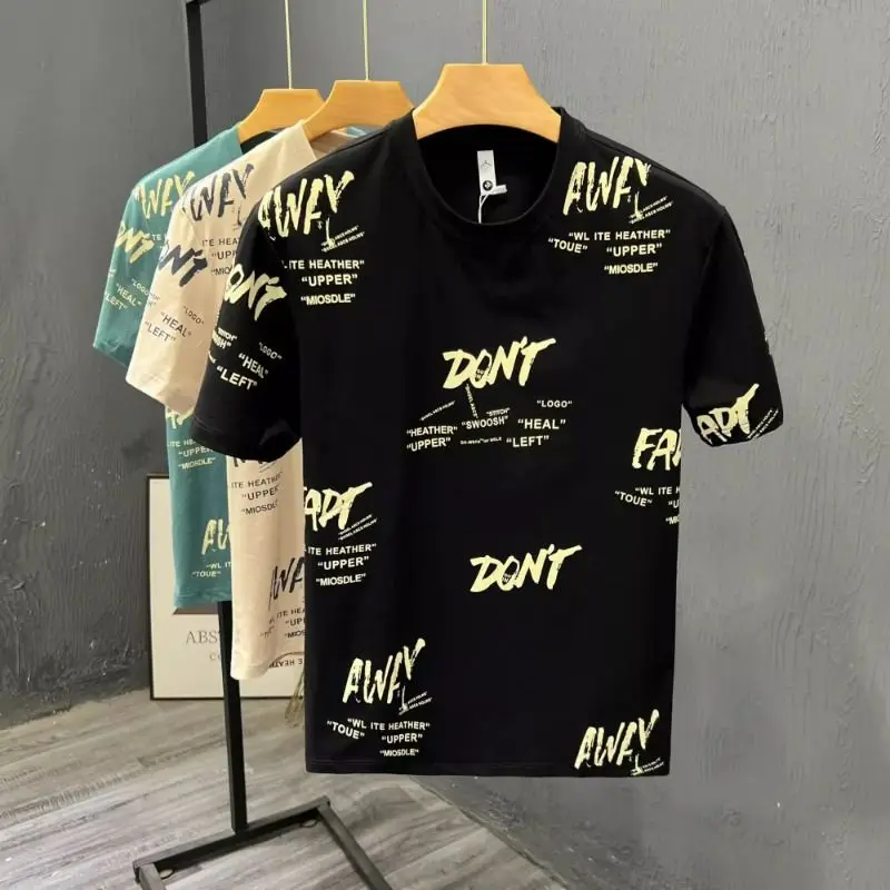 십대들을 위한 루즈핏 레터 프린트 반팔 티셔츠 여름 패션 캐주얼 반팔 탑 청소년 창의적 흥미 프린트 라운드넥