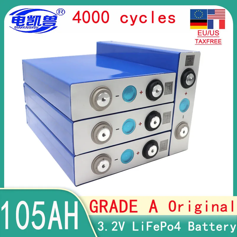 

A-grade new 3.2V 105Ah 100ah LiFePO4 battery DIY12V 24V 48V for electric vehicle charging solar storage 4000 cycle life