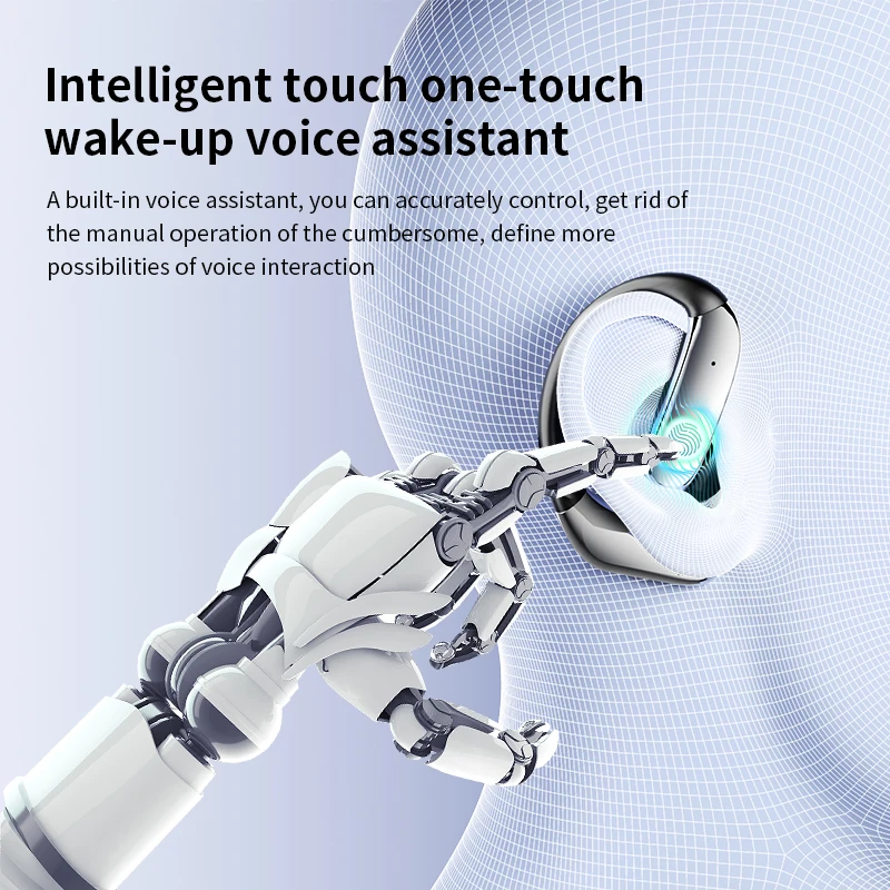 Słuchawki Bluetooth 5.4 z przetwornikiem AI, mocowane na ucho, bezprzewodowe, stereo, wodoodporne IPX5, z wyświetlaczem i długim czasem czuwania.