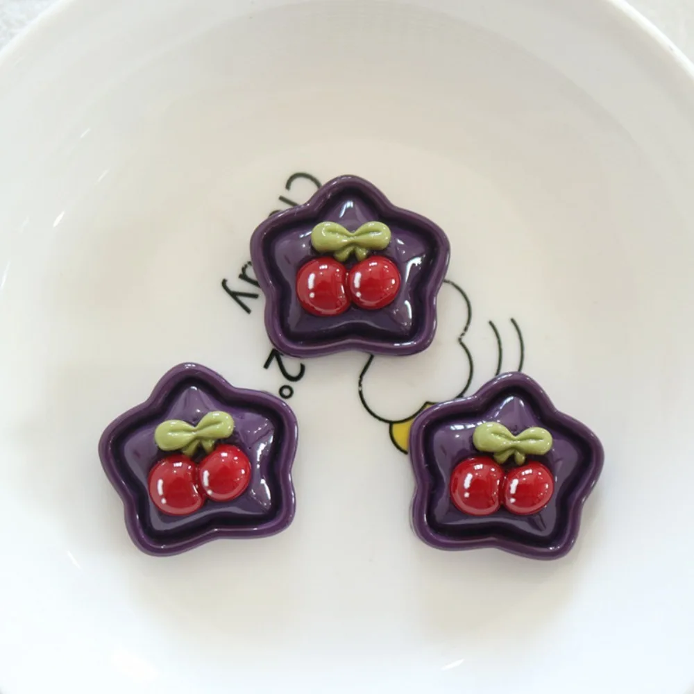 10Pcs Kawii Mini resin Cherry Series Miniature Flat Back Cabochons For Hairpin Scrapbooking DIY Home Decor Craft Accessories