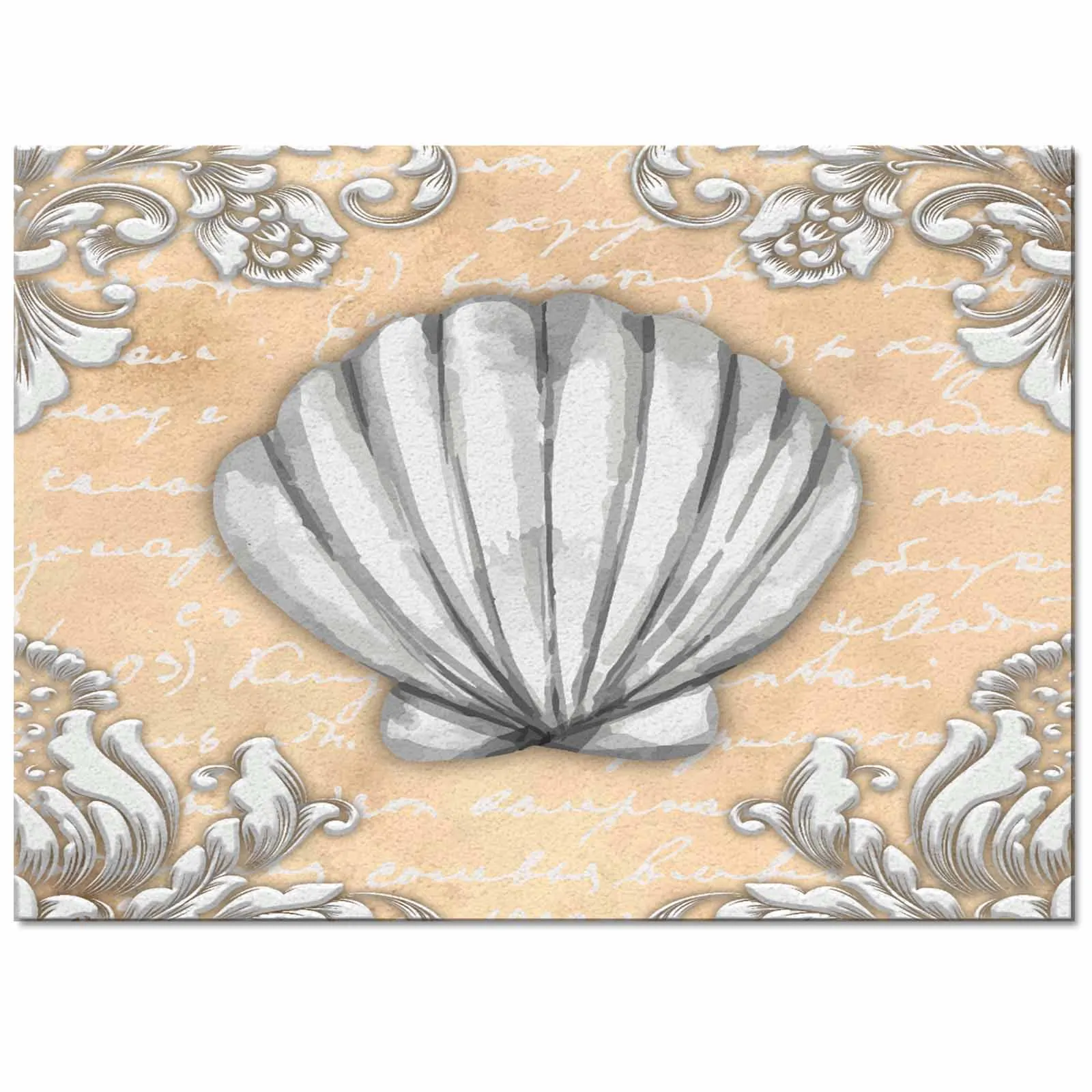 Text Stone Carving Shell Natural Color Living Room Floor Mat Children's Bedroom Bedside Carpet Kitchen Door