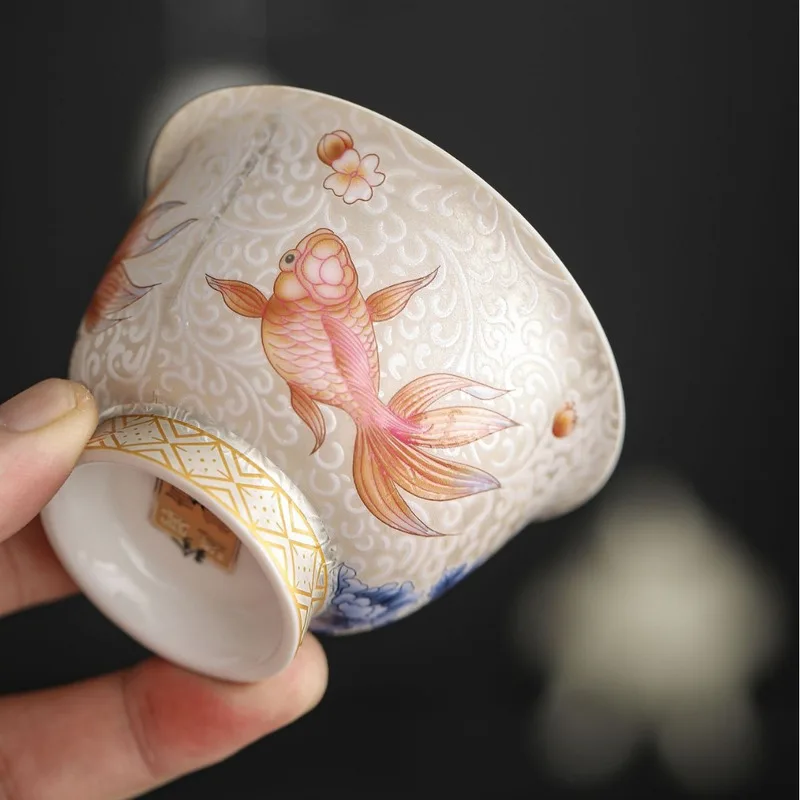 Enamel Master Cup Teacup Home Pinch Silk Silver Sample Tea Cup Kung Fu Tea Set Personal Cup Gift Box