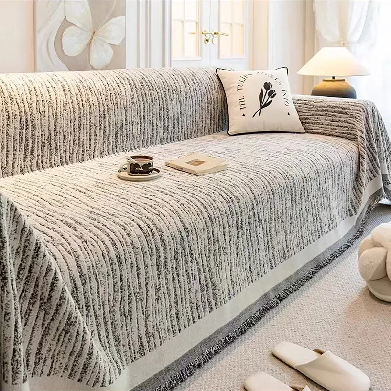 Luxury Sofa Cover L-Shaped Couches Chenille Reversible Stretchable Sofa Protector Slipcover Non-Slip All-Season Couch Blanket image 3