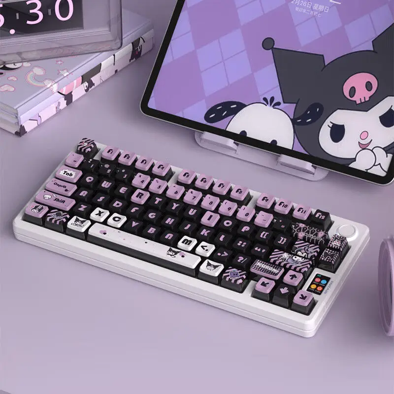 

New Kuromi four-sided translucent keycap creative new Sanrio cartoon kawaii high-value mechanical keycap full set gift wholesale