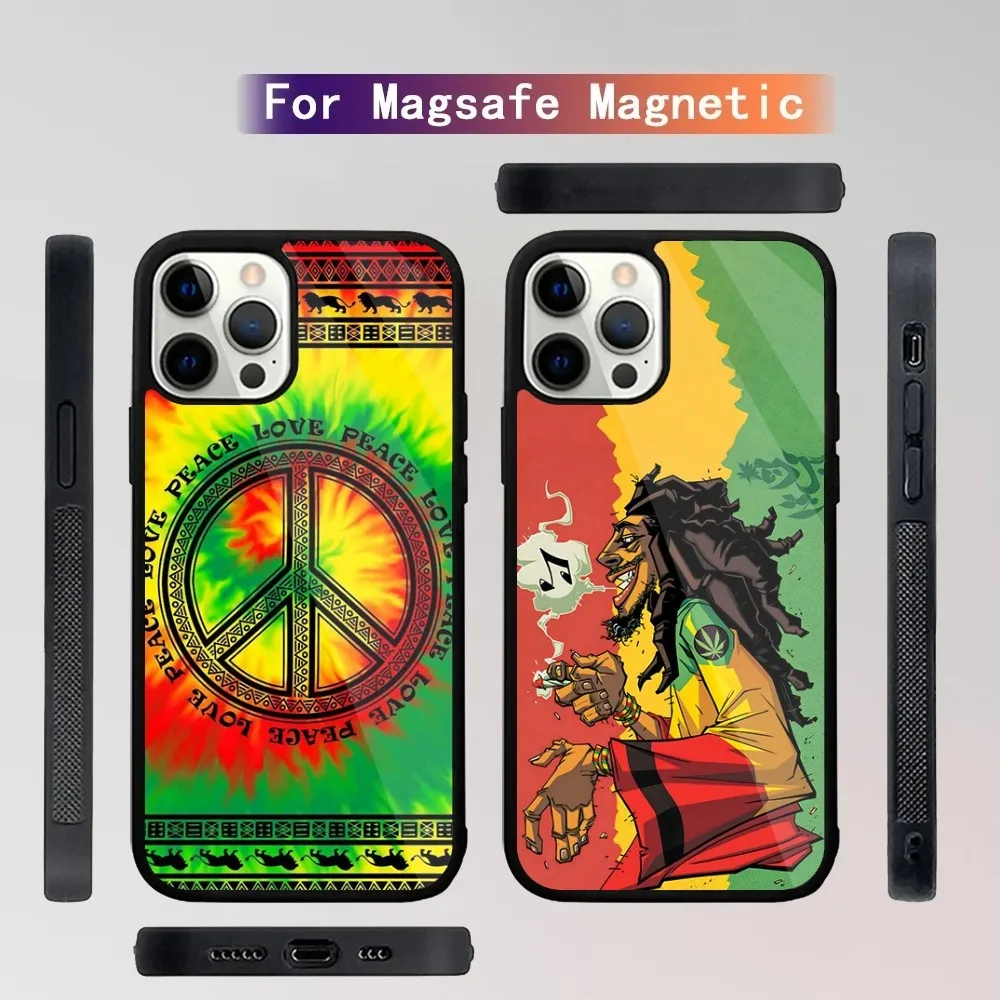 Bob Marley Rasta Lion Phone Case For iPhone 15,14,13,12,11,Plus,Pro,Max Mini Magsafe Magnetic Wireless Charging