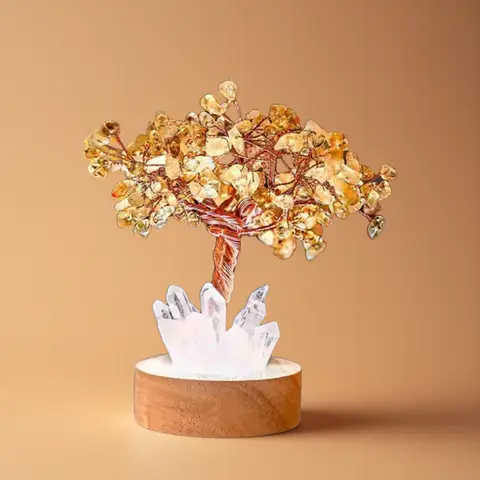 Árbol del dinero de cristal de piezas, decoración de árbol de la riqueza, Chakra, Reiki, Feng Shui, cristal brillante con Base LED, regalo de cumpleaños, 1 ud.