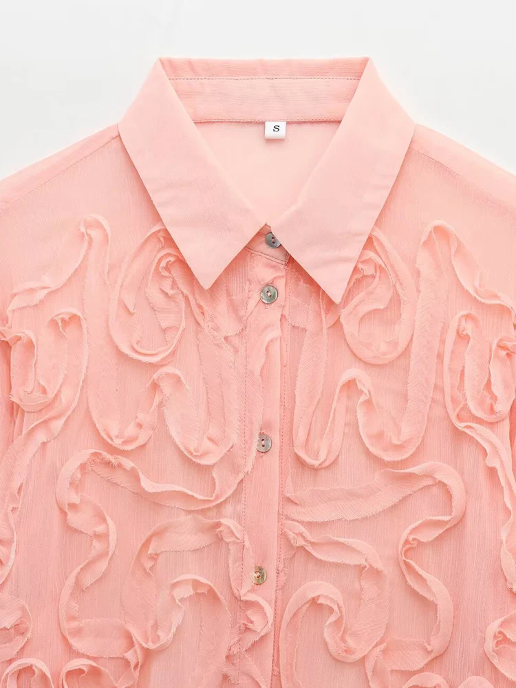 Women Summer Solid Shirts Blouses Tops 2025 Fashion Cascading Ruffle Chiffon Female Elegant Street Thin Top Clothing