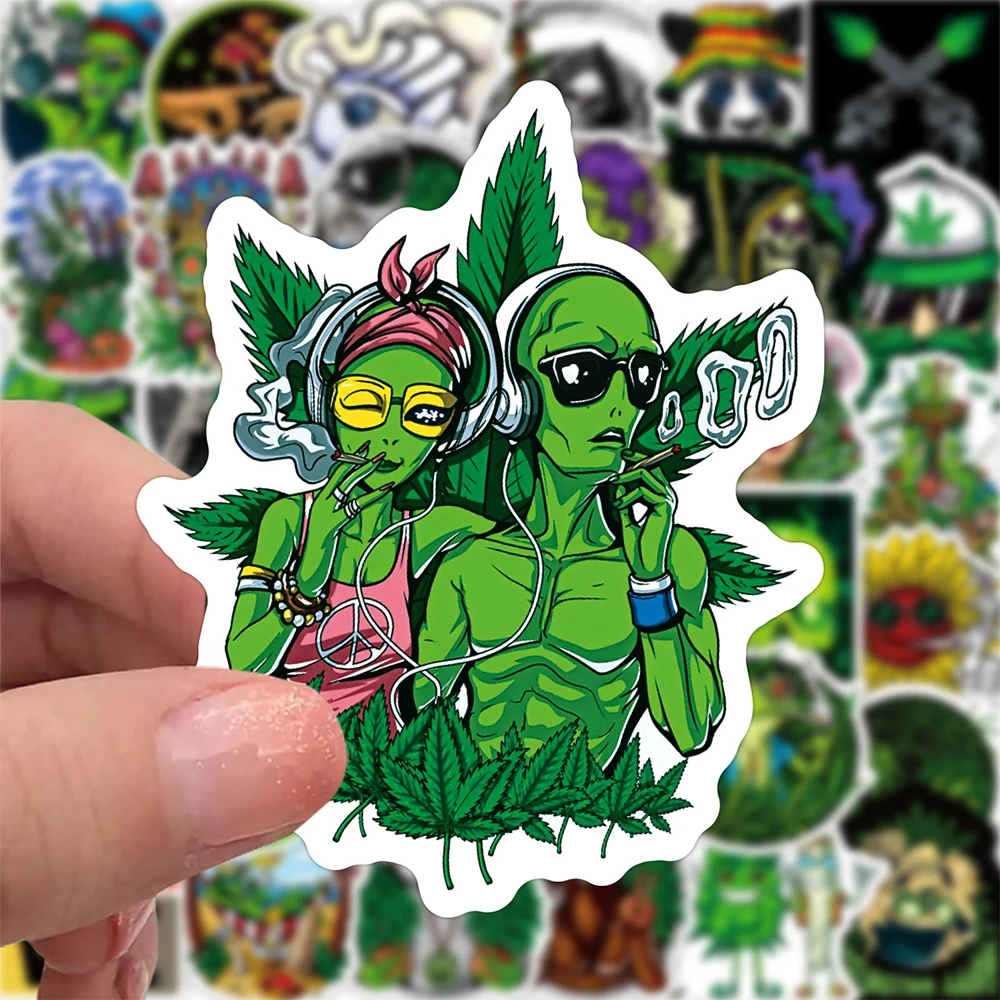 10/30/50pcs Cool Leaves Weed Smoking Graffiti Stickers Funny Characters Cartoon Decals Toys DIY Stationery Laptop Phone Case - view 3