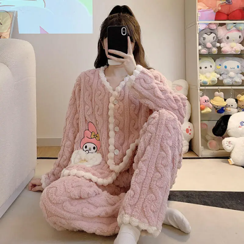 ホット漫画アニメ女性パジャマセット女の子甘い日本のかわいい寝間着学生綿ホームウェアかわいいファッション快適な暖かい