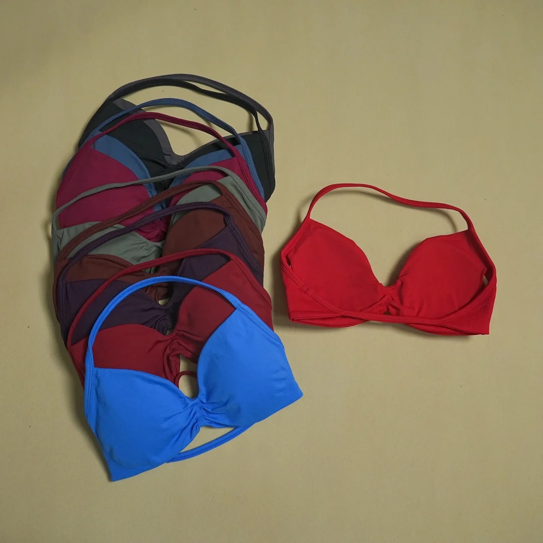 Women's Backless High Support Sports Bra, Seamless Yoga Gym Top, Fitness Running Workout Activewear image 2