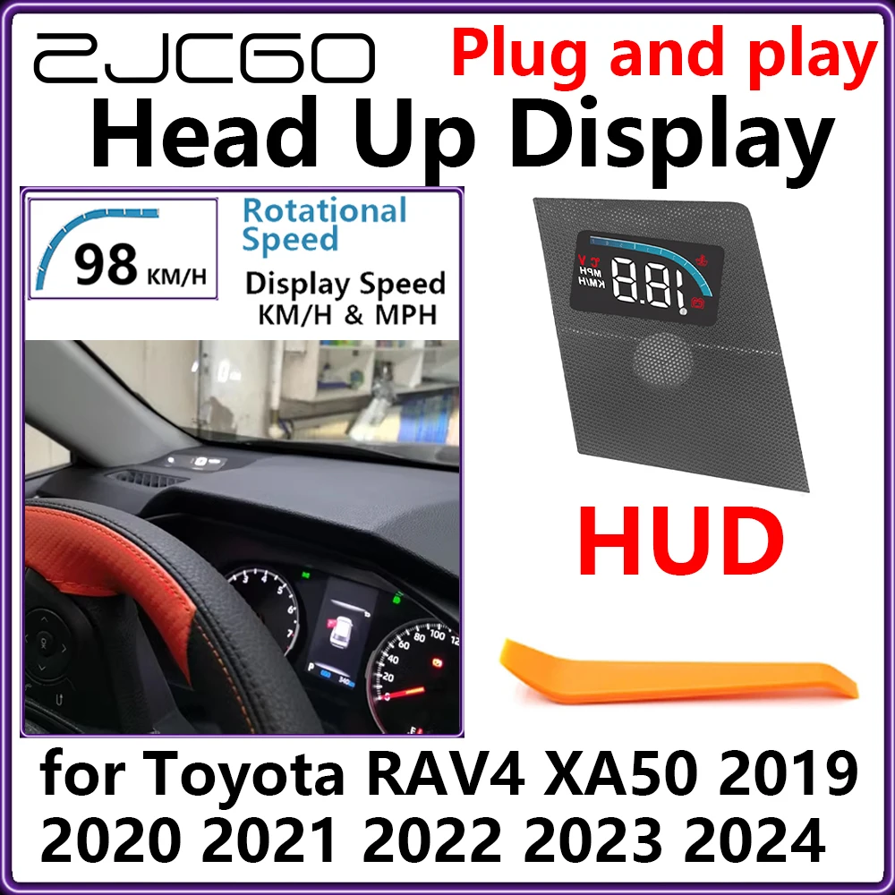 

ZJCGO Hidden HUD Head Up Display Car Projector Plug and Play Display Rotational Speed for Toyota RAV4 XA50 2019~2024