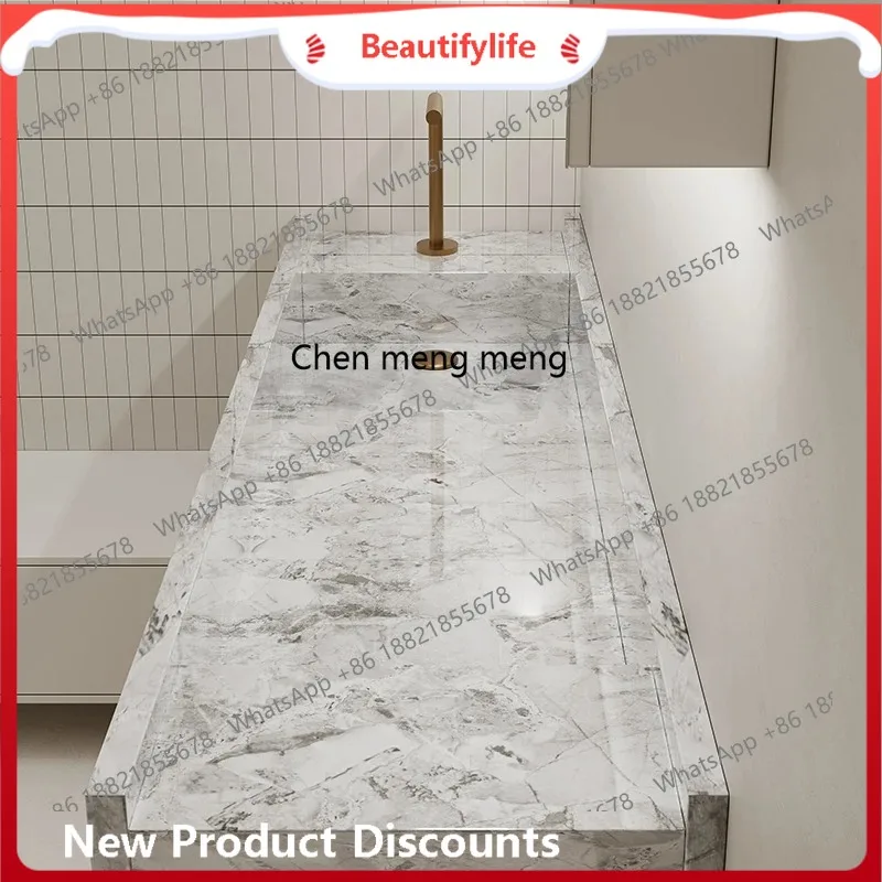 

B67 Rock slab integrated basin hotel villa high-end hanging hand washing table washbasin bathroom cabinet customization