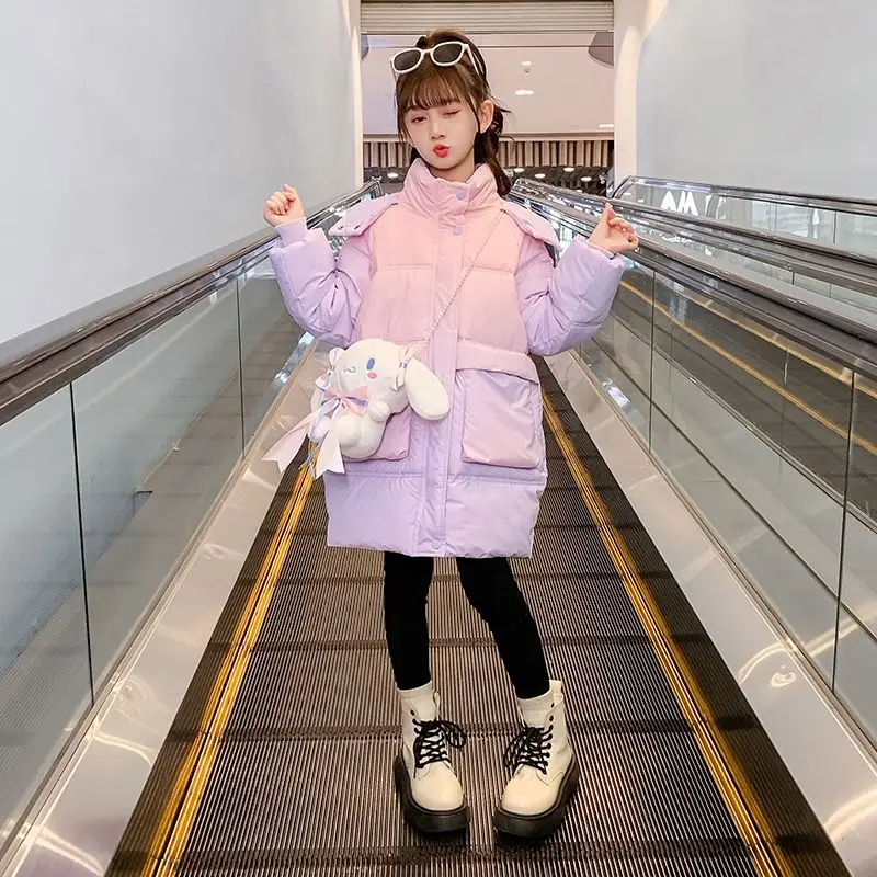 Children's Cotton Jacket 2024 New Winter Down Outerwear Korean Warm Parkas Kids Jackets for Girls Teen Clothes Girls 10 12 Years