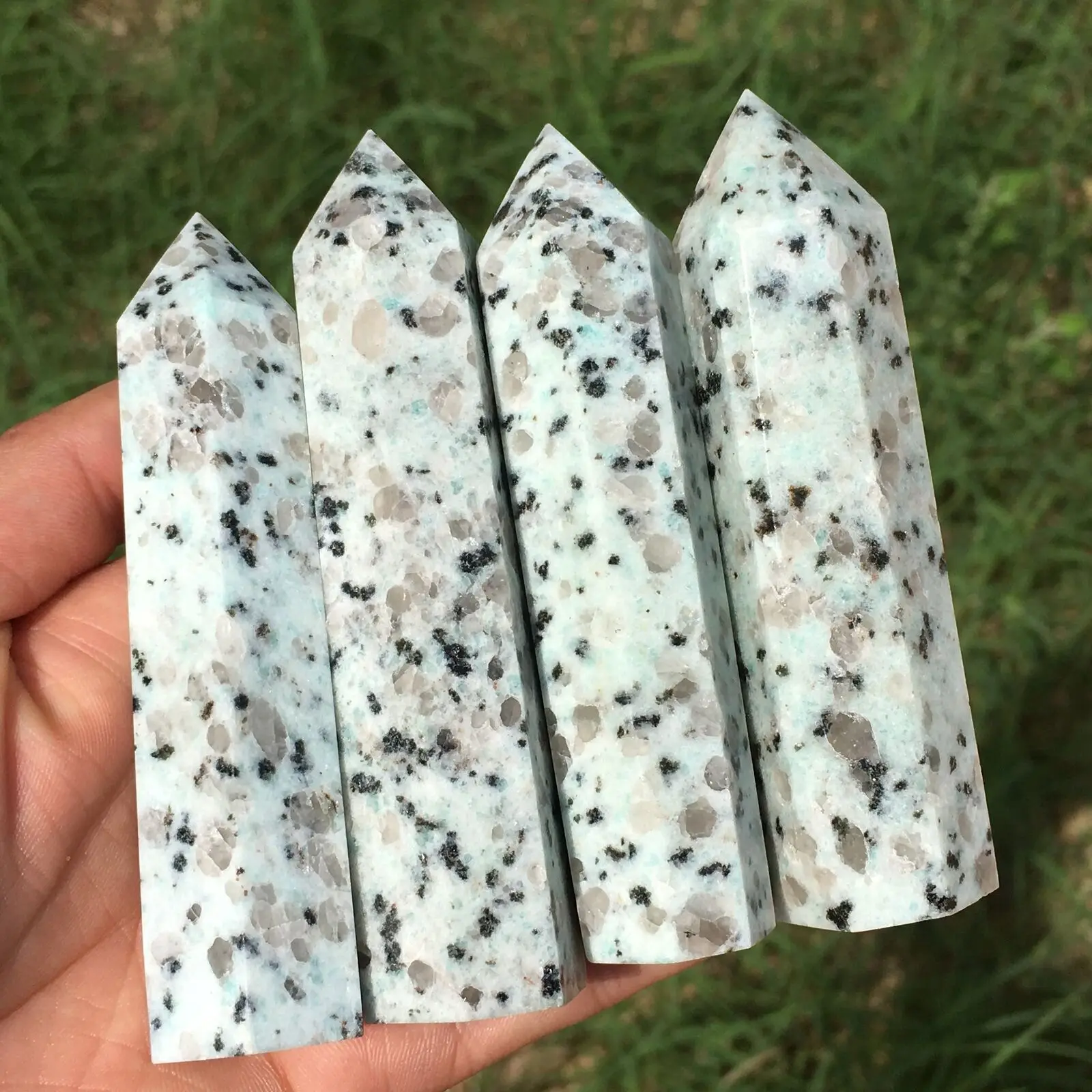 

Natural white astrophyllite wand Quartz crystal Obelisk Point Healing