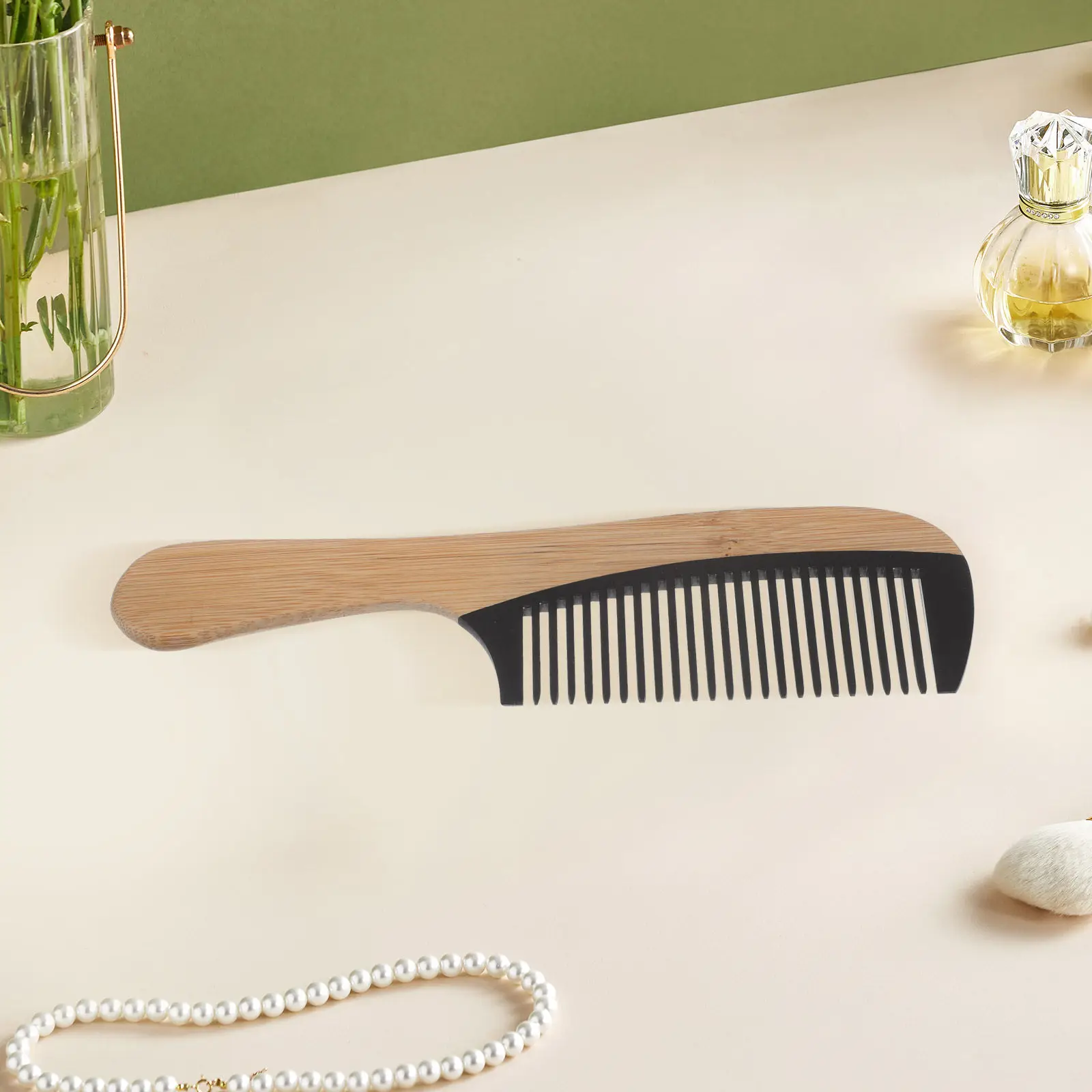 

Wooden Flat Comb Bamboo Hair Scalp Massager Anti Frizz Detangling Beard Styling Travel Creative Hair Pick for Men Women