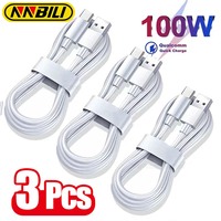 NNBILI 1-3PCS 10A 100W Type C Super Fast Charging Cable Data Cord For Samsung Huawei Xiaomi Redmi Quick Charing USB C Cables NNB