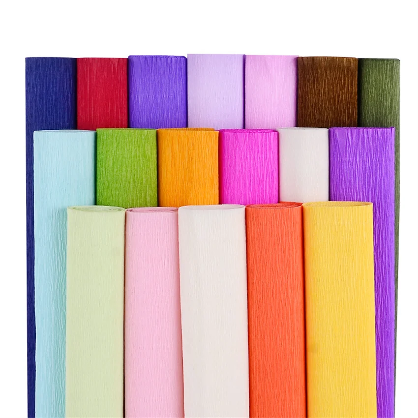 250*25cm Colored Crepe Paper Roll Origami Crinkled Crepe Paper Craft DIY Flowers Decoration Gift Wrapping Paper Craft