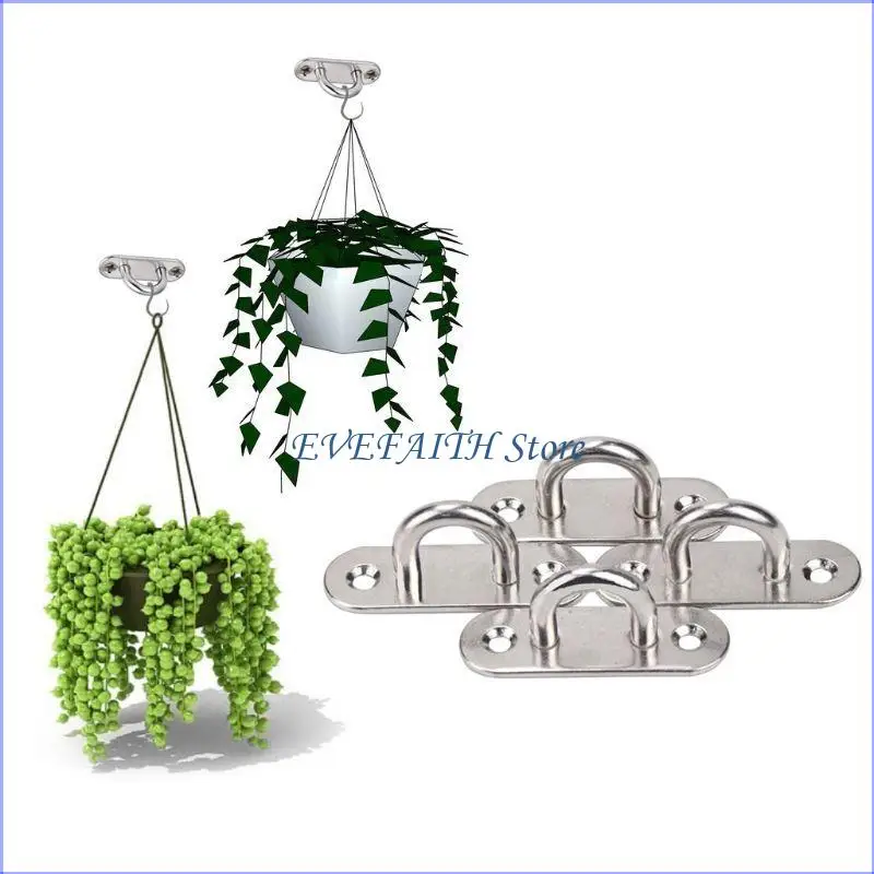 

124B 6Pcs 5mm Boat Yacht Fixing Buckle Stainless Steel Eye Plate Oblong Pad Hook