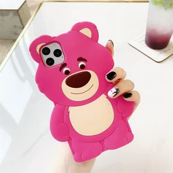 Miniso Cute lasso Bear custodie per iPhone 11 12 13 14 15 Pro Max 12pm 13pm 15pm 14pm 3D Cover morbida in Silicone antiurto