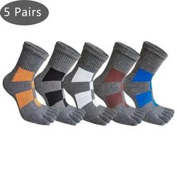 5 Pairs Toe Short Socks Sport Man Compression Cotton Colorful block Sweat-Absorbing Badminton Tennis Basketball 5 Finger Socks