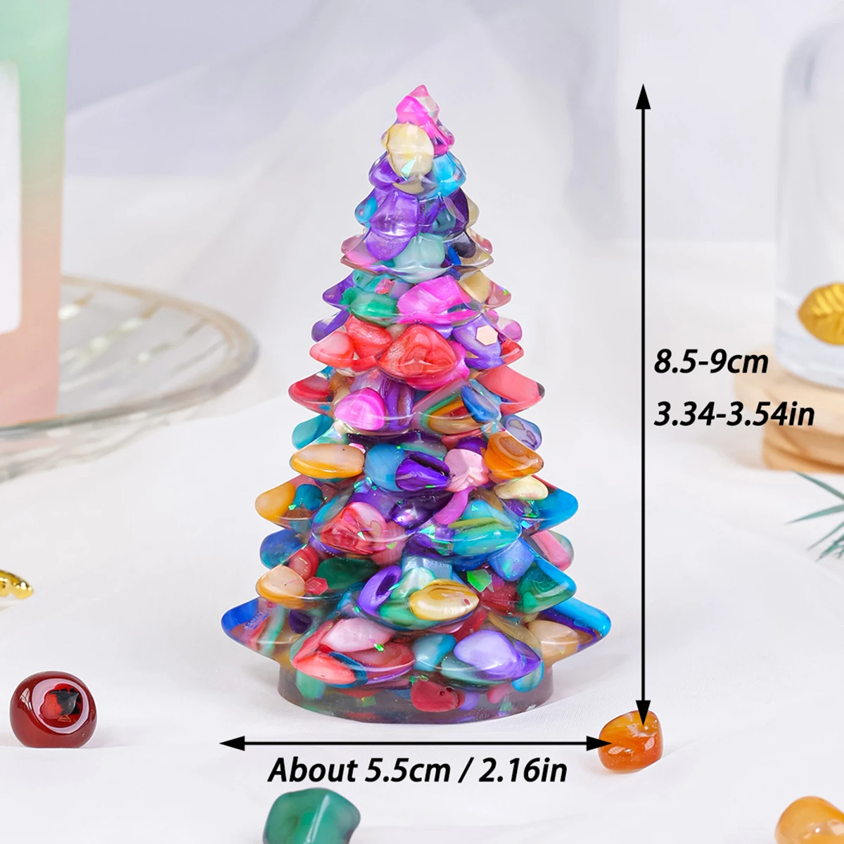 1PC Natural Crystal Gravel Christmas Tree Decor for Table Desk Gifts Crystal Ornament Mantel Decor Party Decor Epoxy