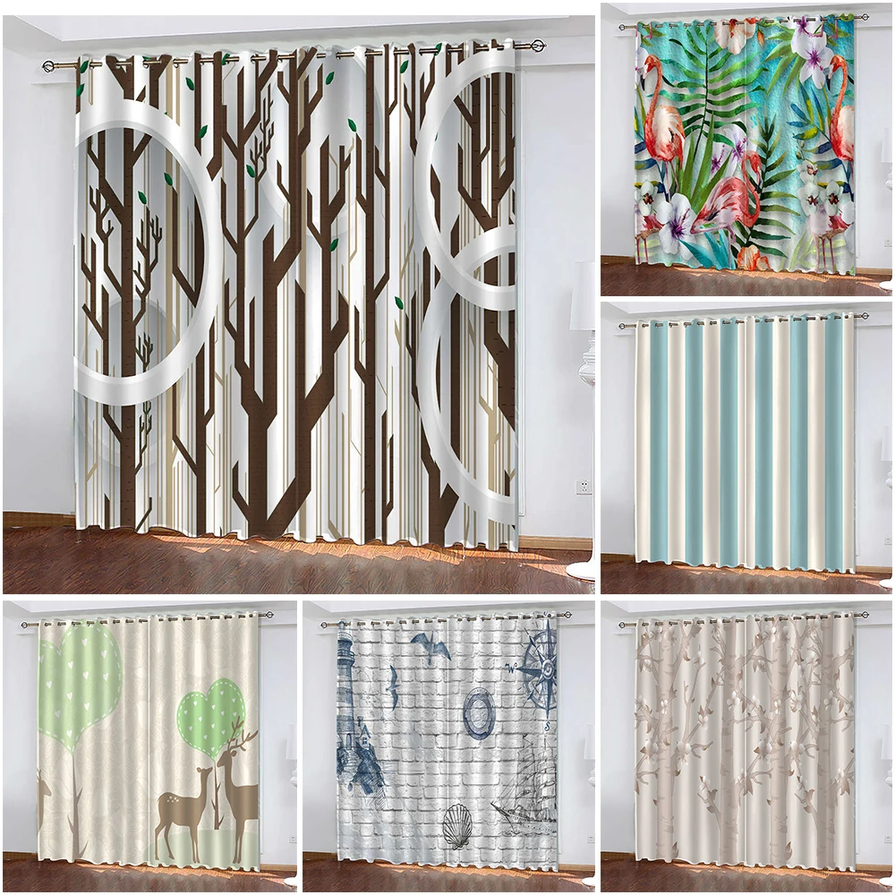 Trees Printing Living Room Shading Decorative Curtain Home Decoration Bedroom Curtain Tenda Finestra Cucina Backdrop Curtain