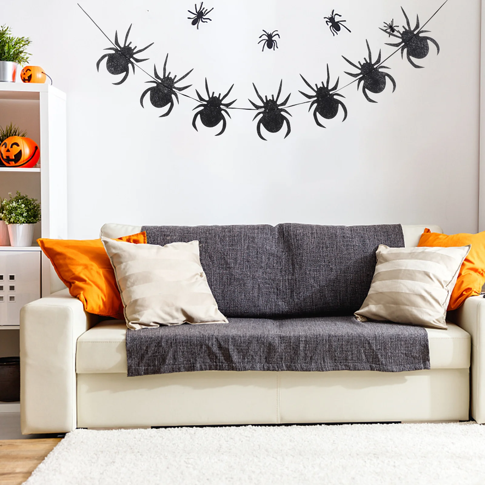 لافتة حفلات الهالوين، لافتة لباد العنكبوت، زينة معلقة على شكل عنكبوت أسود، تصميم إبداعي، صناعة متقنة، حديقة المنزل