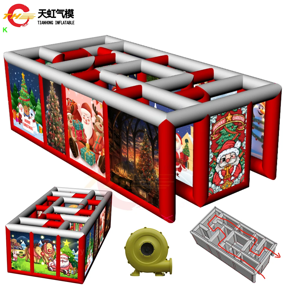 Free Door Shipping 6x3m Christmas Maze House Outdoor Inflatable Haunted House Arena Sport Game for Holiday Party