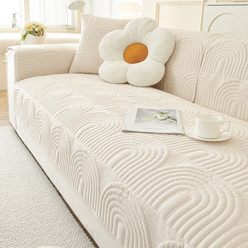 

New Cream Corduroy Sofa Cushion Four Seasons Hot Selling Seat Cushion Non-slip Leather Sofa Cover Cloth Towel for Living Room
