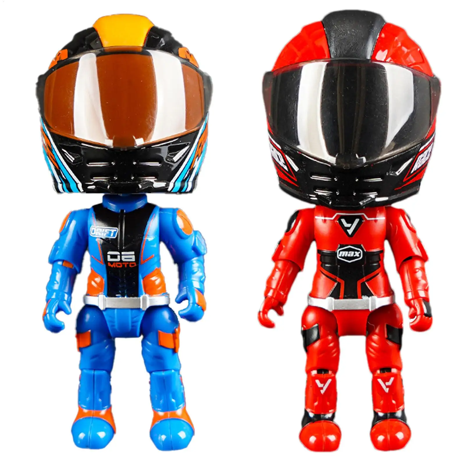 Motorcycle Rider Figurine Deformable Helmet Racing Driver Action Figure with Movable Joints Desktop Decoration Ornament