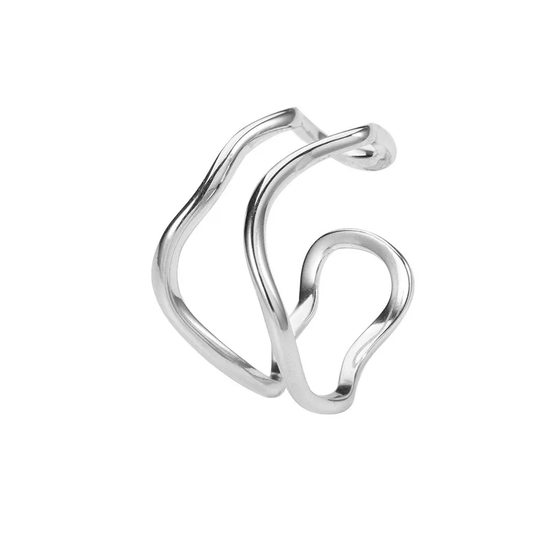 

Minimalist geometric hollow line ring niche ins style versatile plain ring open ring