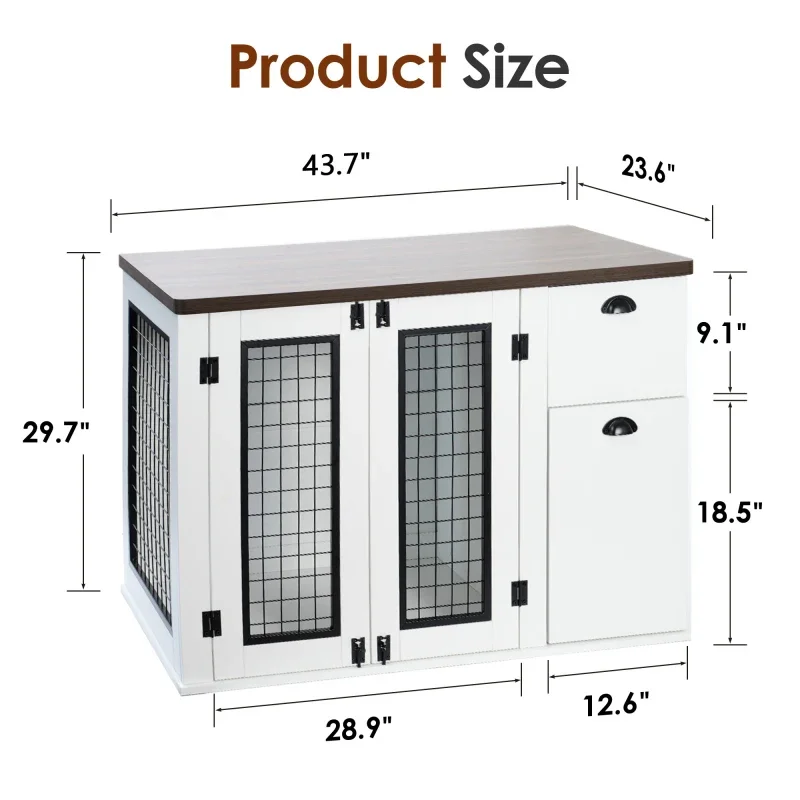 Furniture style dog cage, wooden dog cage, double by dog cage, side cabinet dog cage, Dog crate