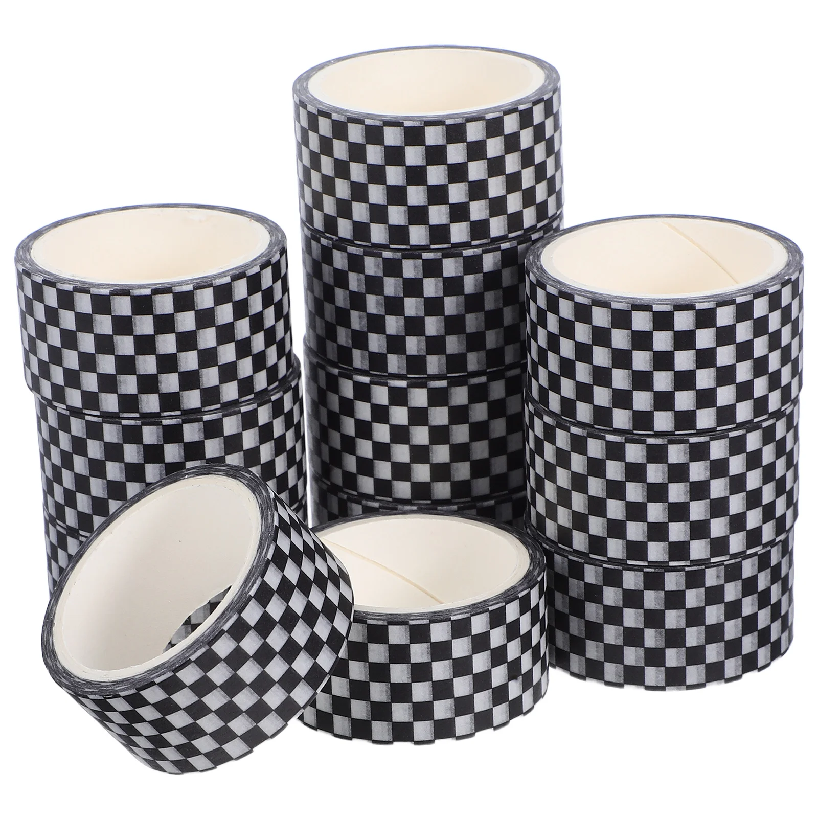 12 لفات شبكة اشي الشريط أسود أبيض تصميم متقلب للمجلات سكرابوكينغ Diy بها بنفسك الحرف مخطط الديكور اشي الشريط مجموعة