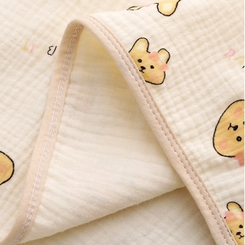 

Bear Printed Infant Hooded Towel Wrap Blanket Single Layer Soft Texture Pure Cotton Gauze Cloak Breathable Material