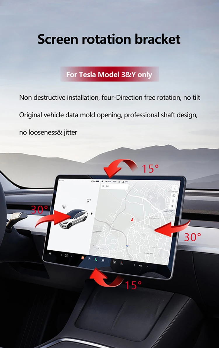 Model Y 3 Swivel Mount Kit Model 3 Highland 4-Direction Screen Rotation Bracket Navigation Rotating Holder for Tesla Accessories