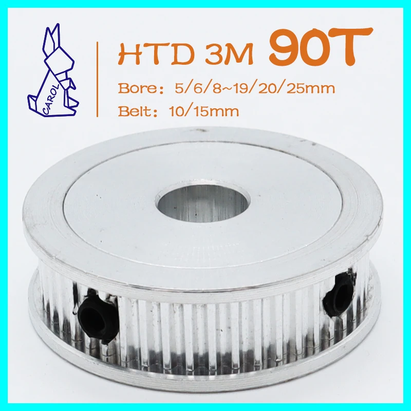 HTD 3M 90Teeth Pulley 3M Timing Pulley Bore 5/6/8~19/20/25mm Belt Width 10/15mm 3M 90 Teeth Pulley Synchronous Wheels HTD3M 90T