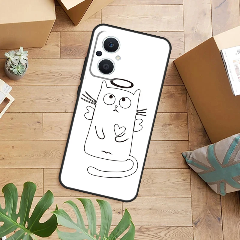 حافظة فنية مضحكة لطيفة على شكل قطة لهاتف OPPO Reno 13F 14F 12F 10 11 12 13 14 Pro 7 8 Lite OPPO Find X6 X5 X8 X9 Pro