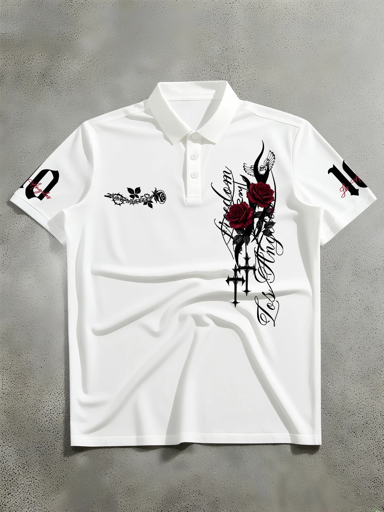 Men's Letter Streetwear Style Gothic Punk Polo Shirt Y2K T-Shirt Summer Wear Classic Lapel Short Sleeve Unisex Tee Short Sleeve