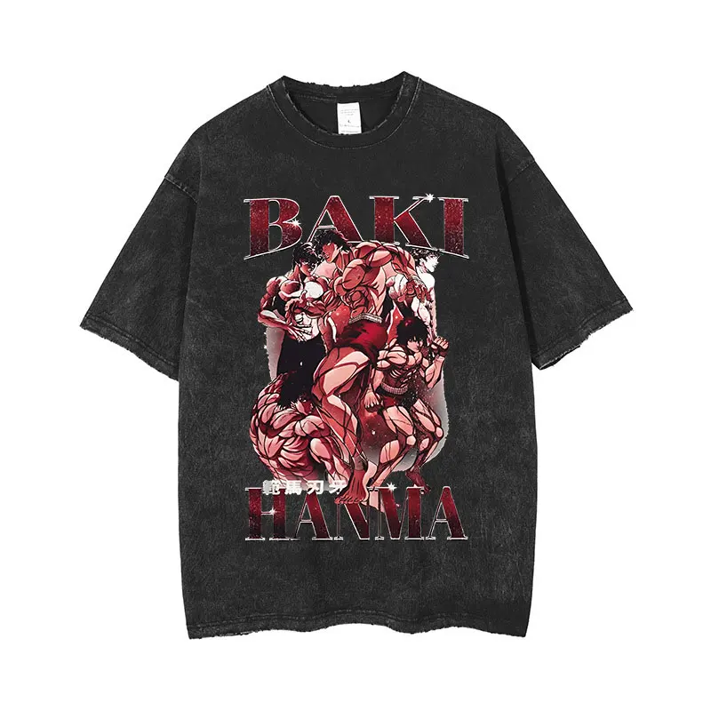 

Anime Baki Haman Tshirts Harajuku Vintage 100% Cotton 2024 New Washed T Shirt For Men Hip Hop Streetwear Oversize T-shirt